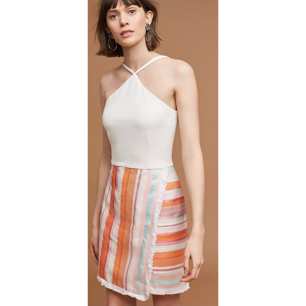 Anthropologie Hutch Mixed Media Multicolor Kalyn Halter Dress EUC Size 0